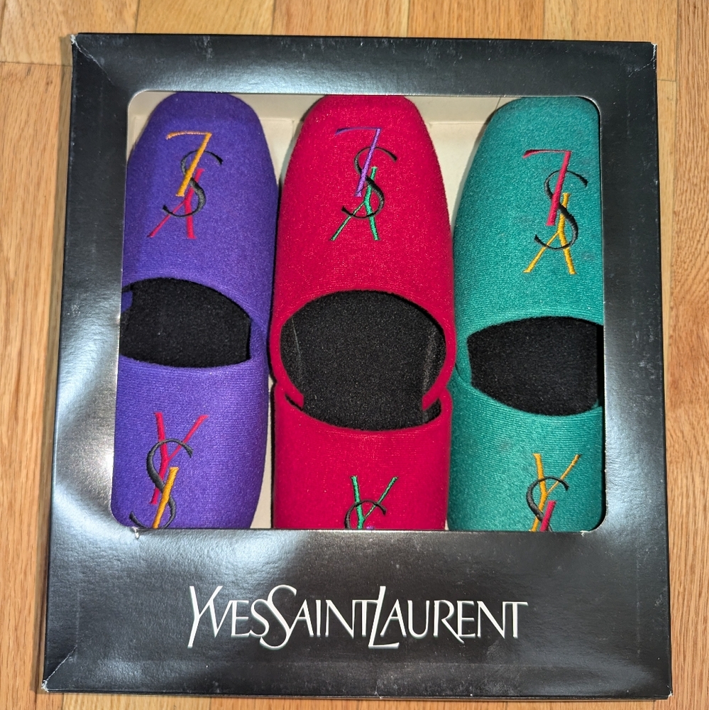 NEW YVES SAINT LAURENT SET OF WOOL SLIPPERS SIZE 7-8 (JAPAN EXCLUSIVE)